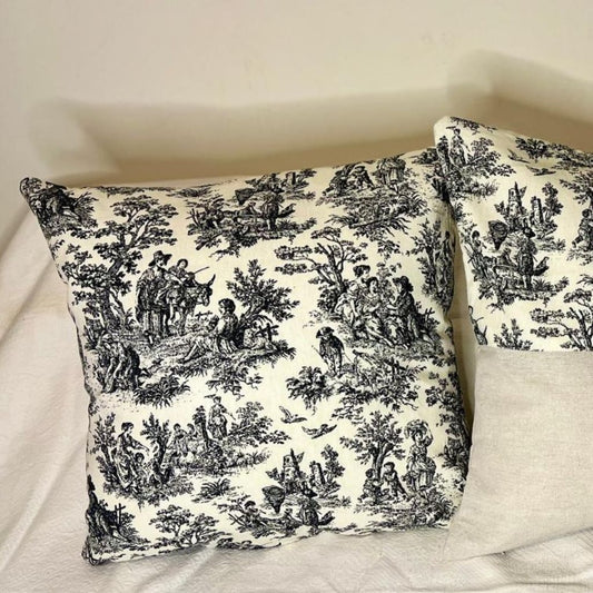 Funda Toile de Jouy b/n - 45x45