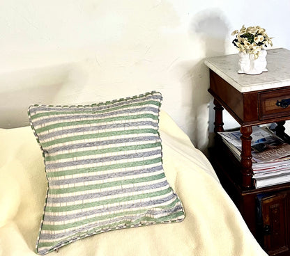 Funda Rayada celeste/verde - 45x45