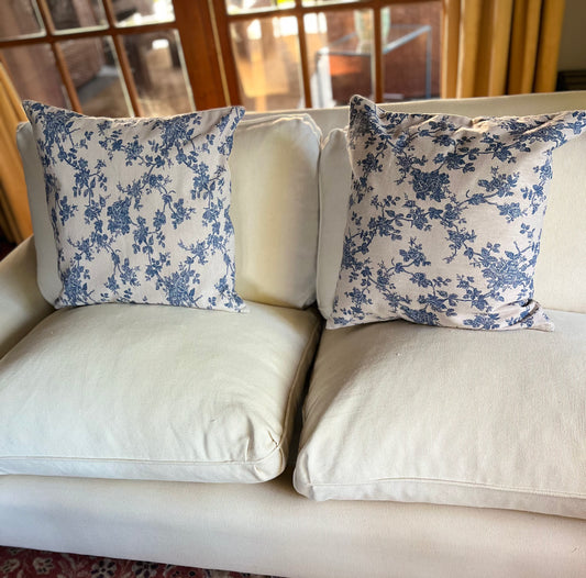 Funda de Cojin Flores Azules 45x45