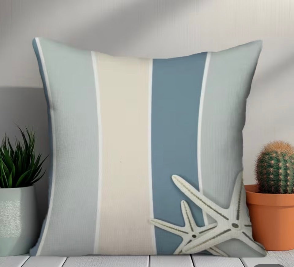 Funda Estrellas de Mar Rayas Celestes 45x45
