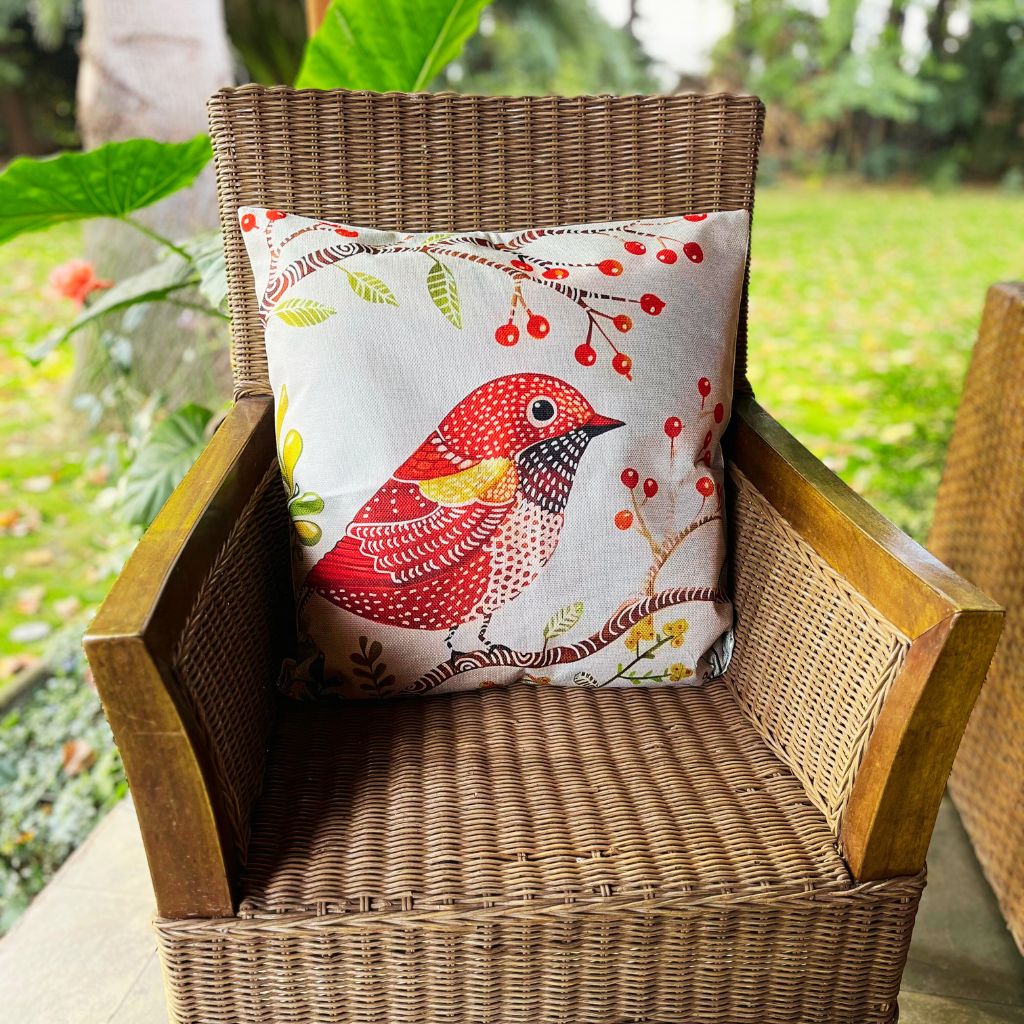 Funda Pajaro Rojo Jaspeado 45x45